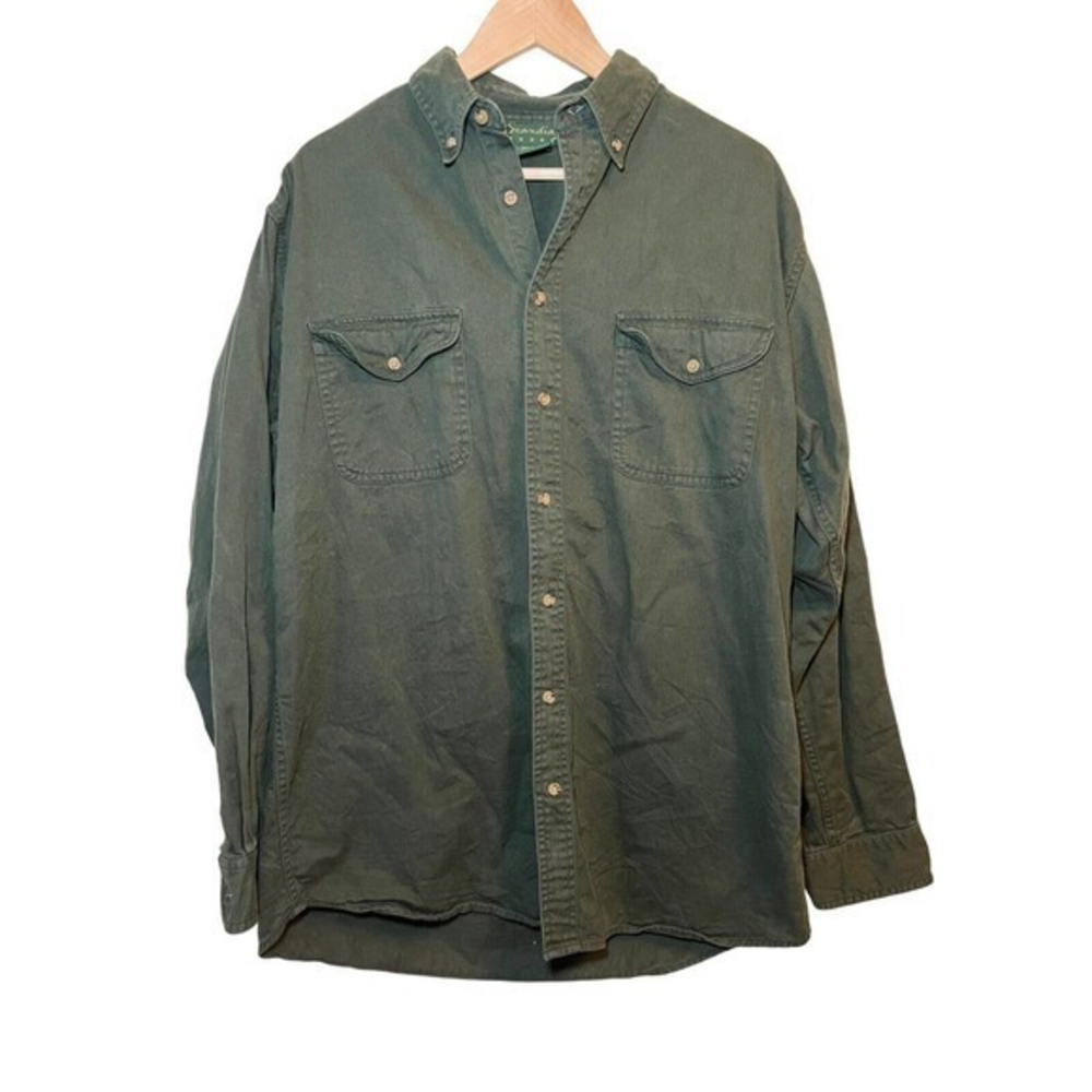 Scandia Woods Flannel Shirt Cotton Hunter Green Button Down Mens‎ LT Large Tall